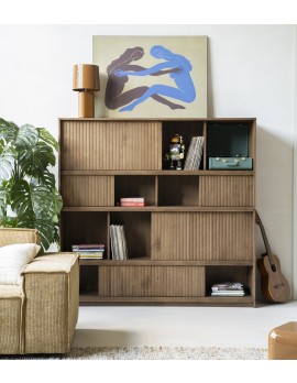 Bücherschrank Naturholz-braun, Schrank braun Holz, Breite 173 cm