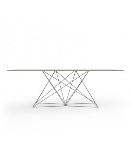 Design Tisch weiß Metall, Esstisch modern weiß, Länge 200 cm