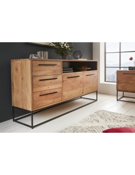 Sideboard Arkazie Natur-braun,  Sideboard Massivholz, Sideboard Metall-Gestell, Breite 165 cm