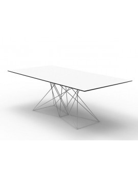 Design Tisch weiß Metall, Esstisch modern weiß, Länge 200 cm