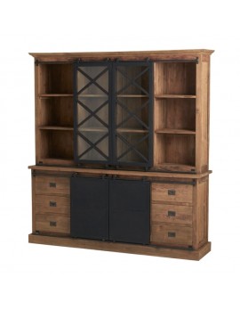 Buffetschrank Schiebetüren Landhaus, Vitrine Landhaus, Geschirrschrank Schiebetüren Landhausstil, Breite 200 cm