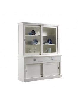 Vitrine weiß, Vitrinenschrank weiß, Geschirrschrank weiß, Wohnzimmerschrank weiß Landhausstil, Breite 160 cm