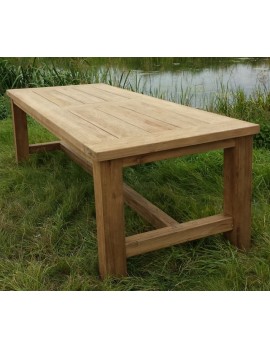 Gartentisch Landhaus Teakholz, Esstisch Massivholz, Tisch Holz massiv, Länge 220 cm