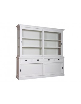 Vitrine weiß, Geschirrschrank weiß, Schrank weiß Landhaus, Breite 220 cm