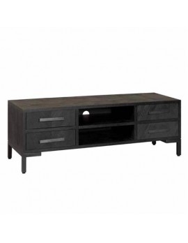 TV-Schrank schwarz Holz, TV-Schrank Eiche furniert schwarz, Lowboard schwarz, Breite 145 cm