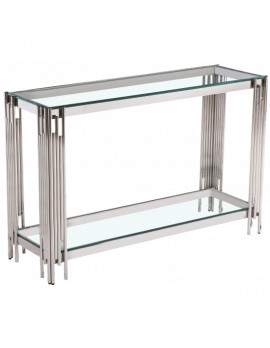 Glas-Konsole, Konsole Glas, Konsole Silber, Breite 120 cm