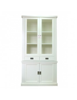 Vitrine weiß Landhaus, Geschirrschrank weiß, Wohnzimmerschrank weiß Landhausstil, Breite 120 cm