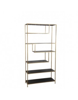Metall Regal Gold-schwarz Industriedesign, Bücherregal Metall schwarz, Regal Metall, Breite 100 cm