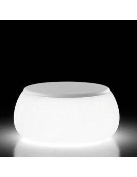 Couchtisch weiß Kunststoff, Garten-Couchtisch mit Beleuchtung weiß, runder Gartentisch weiß Kunststoff