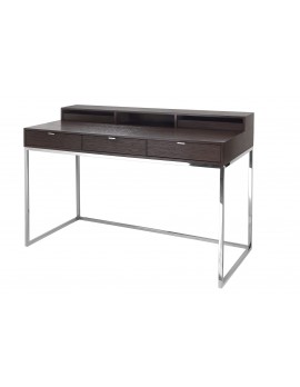 Sekretär Eiche braun, Schreibtisch braun verchromt, Tisch modern braun, Breite 120 cm