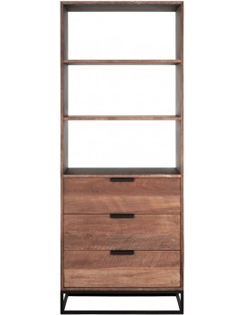 Bücherschrank Massivholz, Schrank mit Schubladen, Geschirrschrank Naturholz, Breite 80 cm