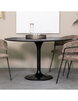 Esstisch schwarz rund, runder Tisch schwarz, Durchmesser 130 cm
