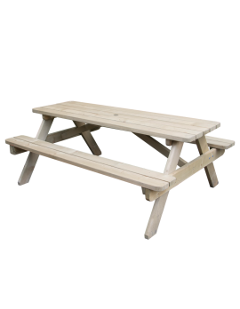 Picknickbank mit Tisch Holz, Picknicktisch Holz, Gruppensitzbank mit Tisch aus Holz, Länge 180 cm