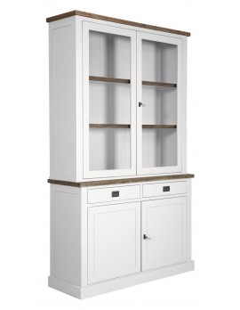 Geschirrschrank weiß Eiche, Buffetschrank weiß, Schrank weiß Eiche, Kommode weiß, Wohnzimmerschrank weiß Eiche Landhausstil, Breite 130cm