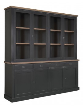 Geschirrschrank Eiche, Vitrine Eiche, Schrank Eiche , Kommode Eiche, Wohnzimmerschrank Eiche Landhausstil, Breite 220cm