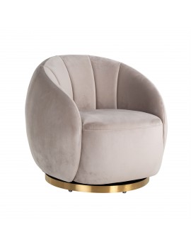 Drehbarer Sessel khaki velvet, gepolsterter Sessel modern 75x80x80 cm 