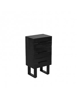 Kommode massiv Holz/Metall, Kommode schwarzes Mangoholz,  Regal 44x30x83cm, Industriestil 