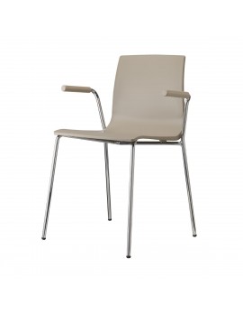 Stuhl taupe-grau mit Armlehne, Konferenzstuhl für Objekteinrichtung