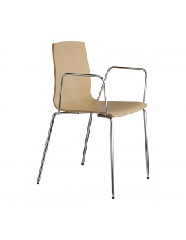 Stuhl Natural aus Buche Schichtholz-Metall für Objekteinrichtung mit Armlehne