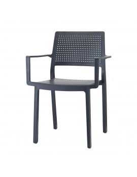 Stuhl mit Armlehne, Indoor, Outdoor, anthrazit, aus Kunststoff, Stapelbar