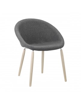 Design Stuhl in grau, aus Textil, massiv Holz, Natural, Kunststoff