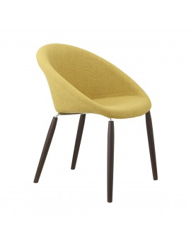 Design Stuhl in gelb, aus Textil, massiv Holz, Natural, Kunststoff, wenge