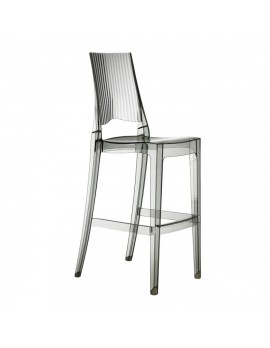 Design Barstuhl, grau transparent Polycarbonat , Sitzhöhe 74 cm, Outdoor