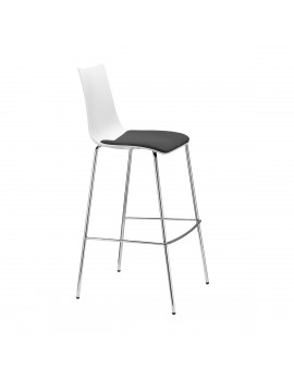 Barstuhl, weiß, Sitzhöhe 80 cm mit Sitzkissen schwarz