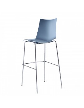 Barstuhl blau, Barstuhl Silber-Gestell, Sitzhöhe 65 cm