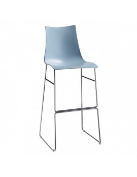 Design Barstuhl, hellblau, Sitzhöhe 80 cm, chrom