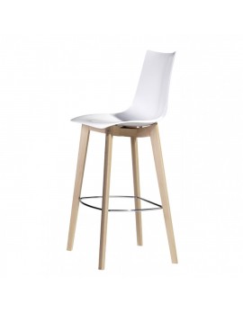 Design Barhocker Natural, weiß gepolstert Sitzhöhe 78 cm