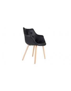 Design Stuhl Sitzschale mit Lederoptik schwarz