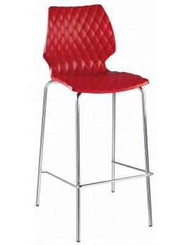 Barstuhl für Objekteinrichtung, Barhocker rot Metall-Kunststoff, Sitzhöhe 65 cm
