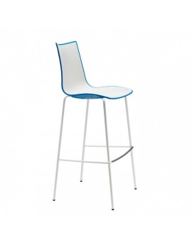 Design Barstuhl, weiß blau, Sitzhöhe 80 cm, weiße Beine, Outdoor