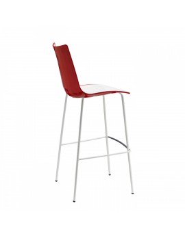 Design Barstuhl, weiß rot, Sitzhöhe 80 cm, weiße Beine, Outdoor