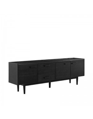 Kommode massiv Holz, Kommode schwarzes Akazienholz,  Sideboard 220x45x77cm, Industriestil 