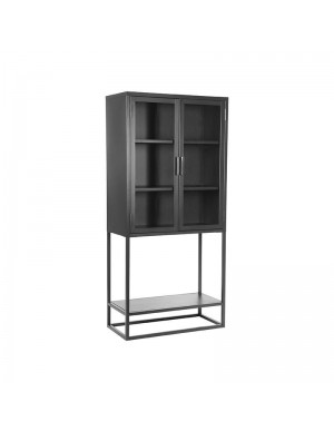 Vitrine schwarz, Schrank Metall, Glas  70x35x150cm