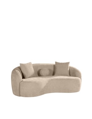 Sofa 2,5-Sitzer beige,  Sofa beige halbrund,  Länge 203 cm